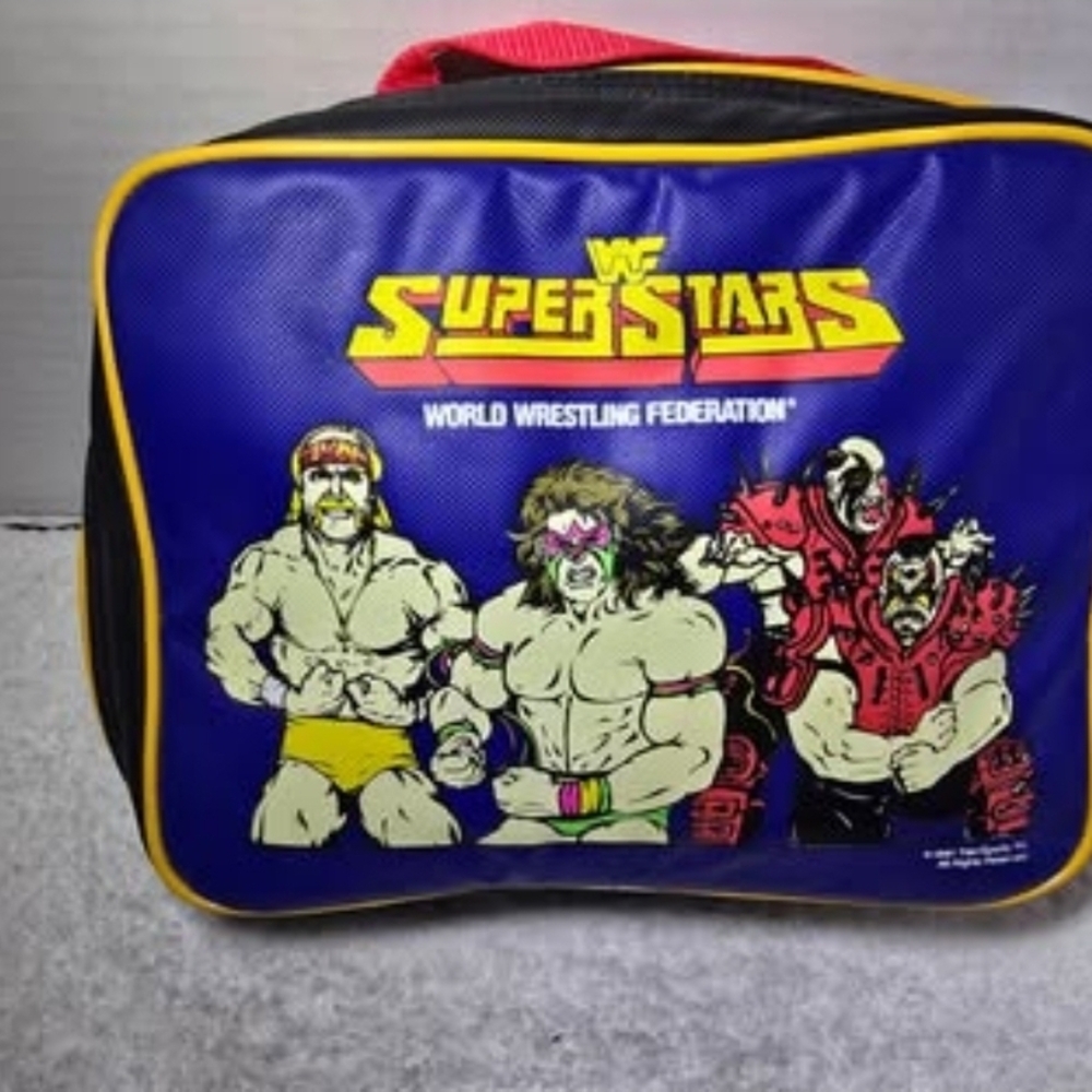 Blue Retro Wrestling Lunch Bag